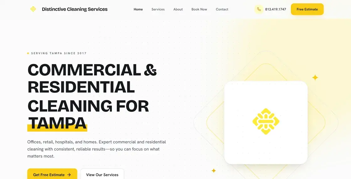 Screenshot of the Distinctive Cleaning website
