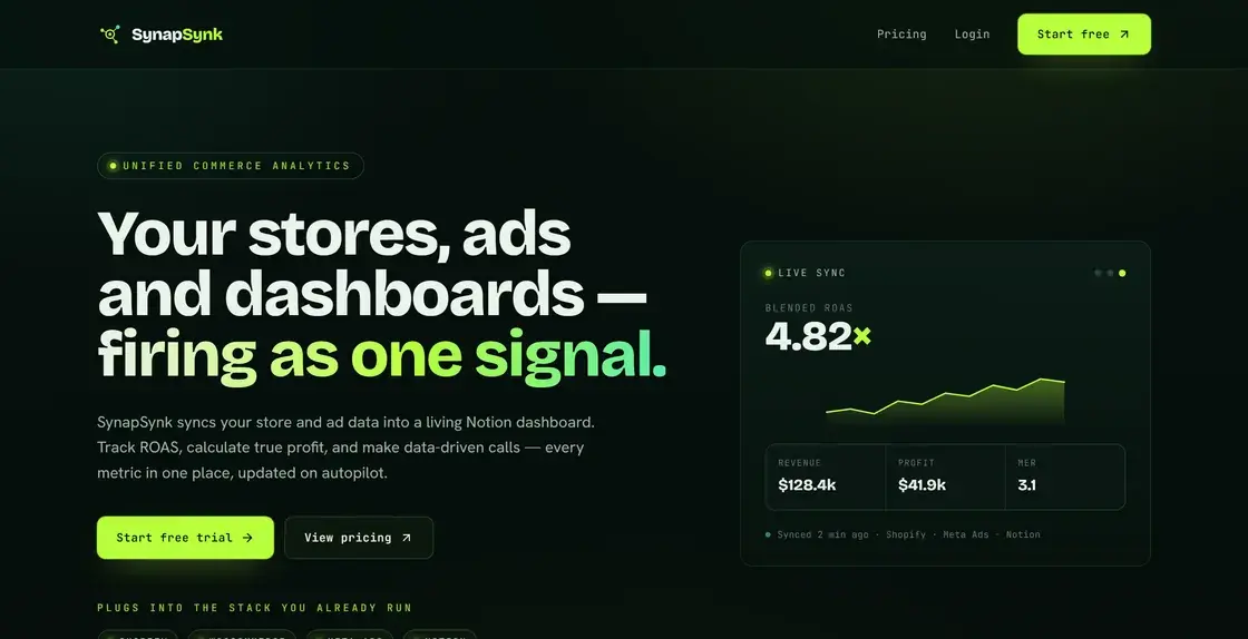 Screenshot of the SynapSynk website